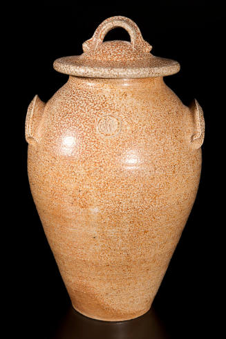 Title unknown (salt-glazed lidded vessel with handles)