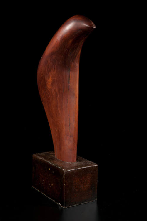 Title unknown (wooden abstract sculpture on metal base)