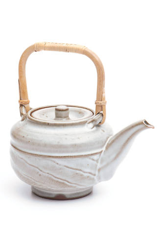 Title unknown (white teapot with bamboo handle)