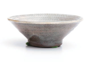 Title unknown (bowl; dark brown outside, oatmeal inside with black marks)