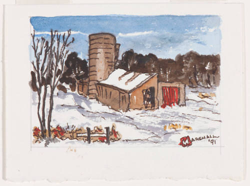 Silo and Shed in Winter