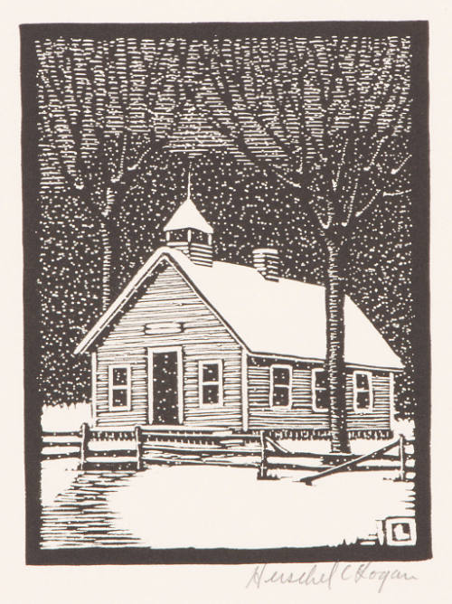 Title unknown (schoolhouse in snow)