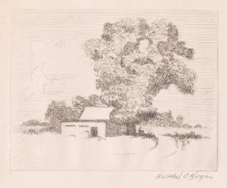 Title unknown (adobe house with trees)