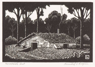 Herschel C. Logan, Woodside Hut, 1935, wood engraving, 4 x 6 in., Kansas State University, Mari…