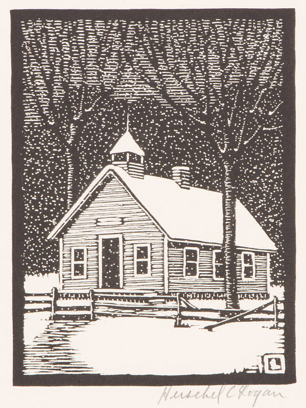 Title unknown (schoolhouse in snow)