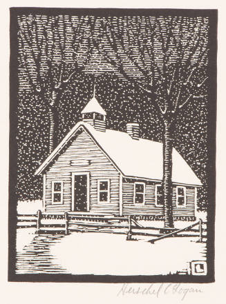 Title unknown (schoolhouse in snow)