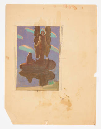 Study of a winged woman on a boat