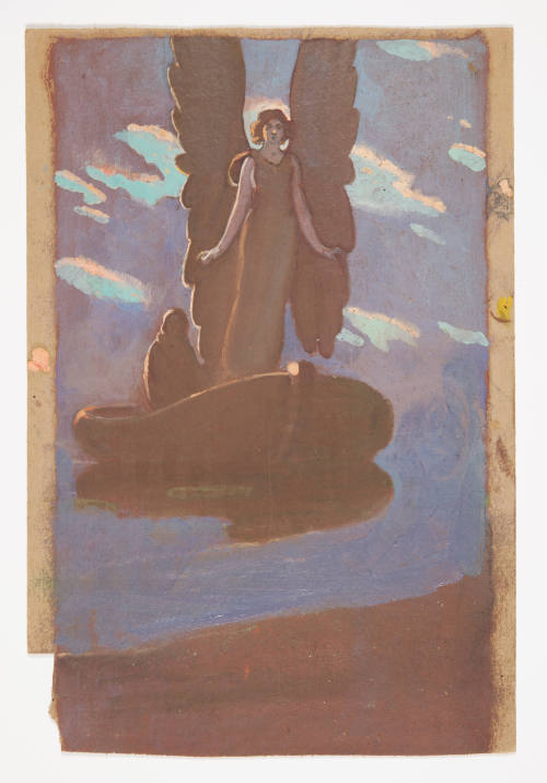 David Hicks Overmyer, Study of a winged woman on a boat, mid 20th century, oil on illustration …