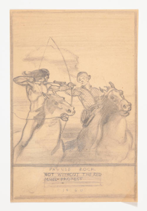 David Hicks Overmyer, Pawnee Rock: Not Without the Red Man's Protest 1860, ca. 1953, graphite, …