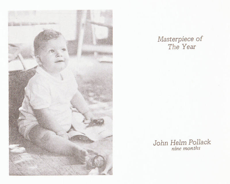 Christmas card (Masterpiece of the year, photograph of John Helm Pollack at nine months)