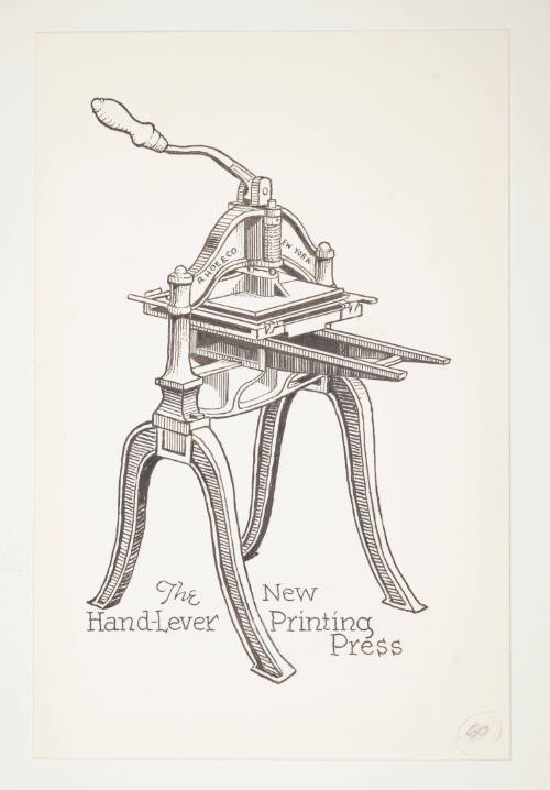 Herschel C. Logan, Study for The American Hand Press (hand-lever), 1980, ink and graphite, 12 1…