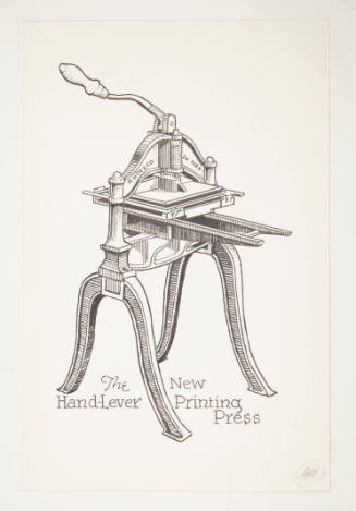 Herschel C. Logan, Study for The American Hand Press (hand-lever), 1980, ink and graphite, 12 1…