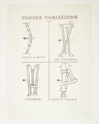 Herschel C. Logan, Study for The American Hand Press (toggle variations), 1980, ink and graphit…