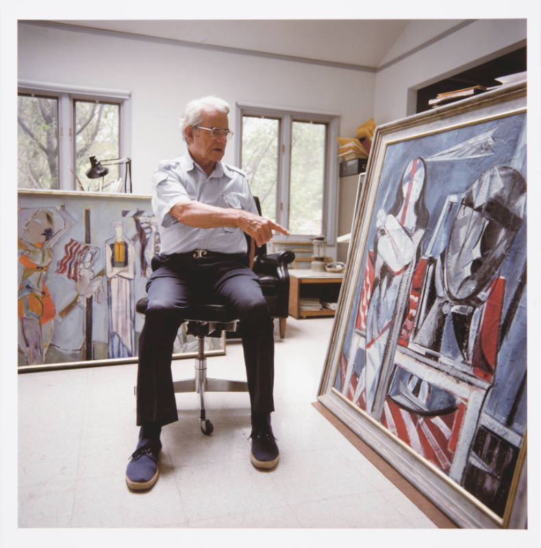 Robert Green (painting professor, University of Kansas), in his studio, Sunset Drive, Lawrence, Kansas, August 6, 1983