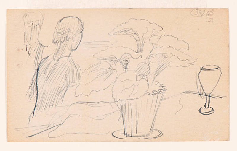 Man and Woman with Flower Pot Sketch