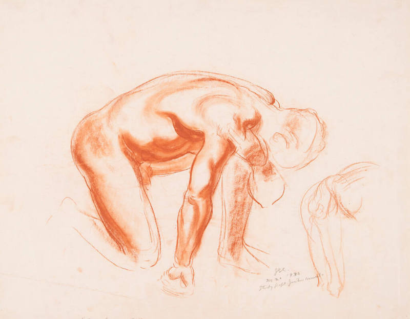 Crouching Nude (study for Department of Justice Mural)