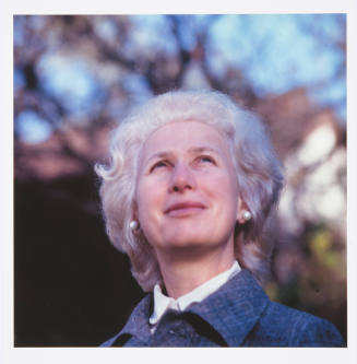 Lillian Miller (historian, National Portrait Gallery, Smithsonian Institution, Washington, DC), backyard, Kren home, Bertrand Street, Manhattan, Kansas, November 11, 1977