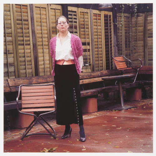 Mary Lisa Pike (art dealer, Lawrence, Kansas), in back of Prospect restaurant, Kansas City Missouri, November 28, 1982