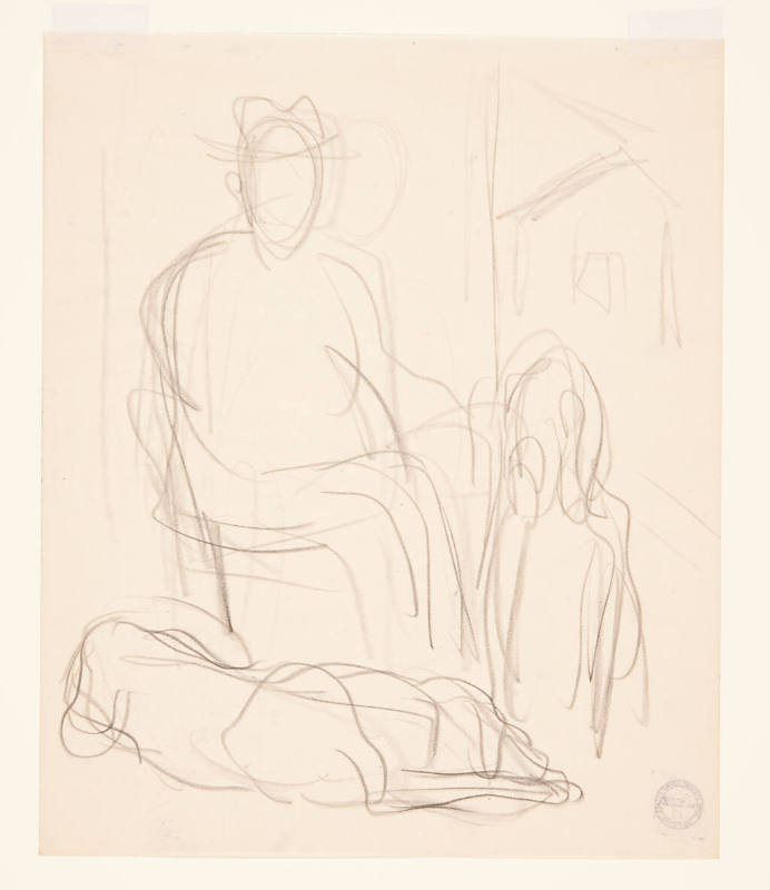 Sketch of Man With Dog