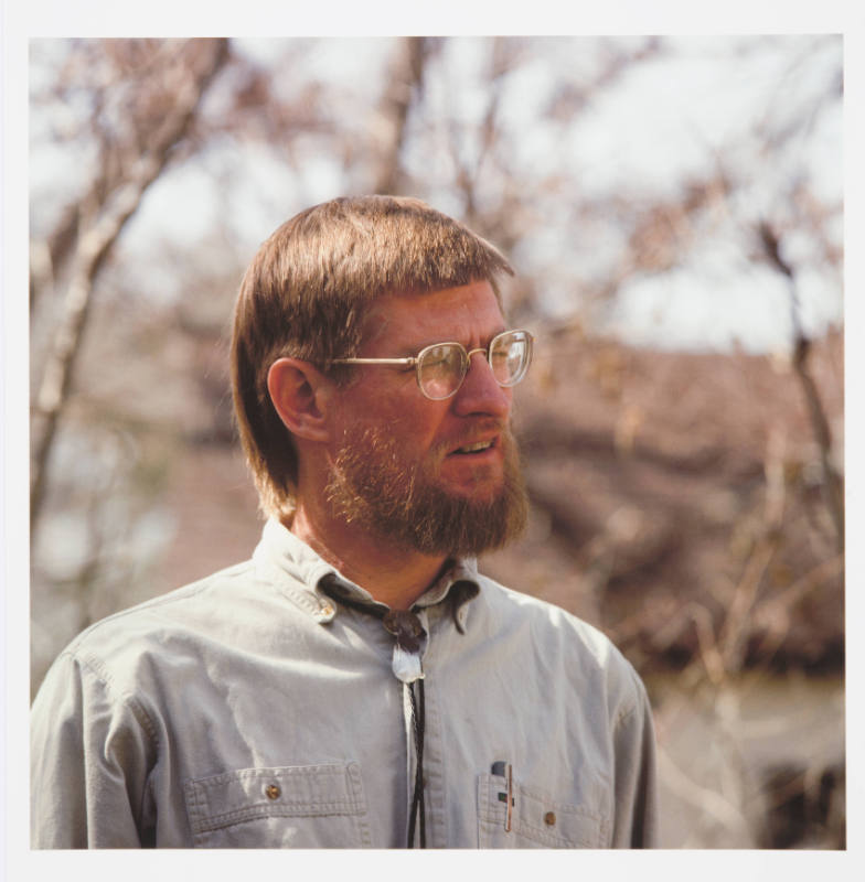 Tom Averill (writer, English professor, Washburn University), backyard, Kren home, Betrand Street, Manhattan, Kansas, June 23, 1981