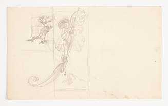 David Hicks Overmyer, Sketch of two figures and a dove, mid 20th century, graphite, 6 x 10 in.,…