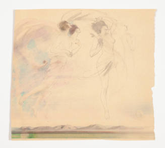 David Hicks Overmyer, Study of floating figures, mid 20th century, colored pencil and graphite,…