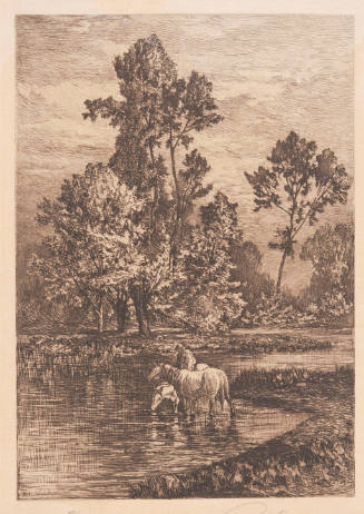 Landscape with Horses Drinking