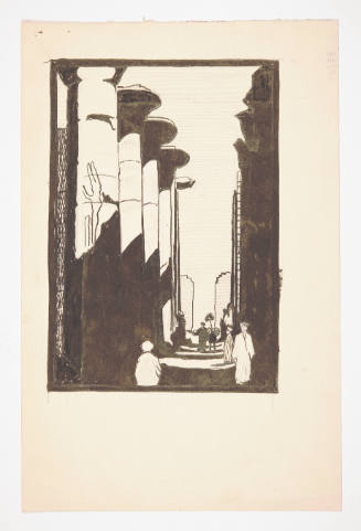 Herschel C. Logan, title unknown (figures in a columned walkway), 1923, 10 x 6 1/2 in., Kansas …