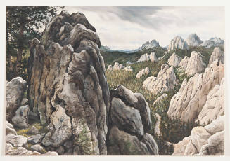 Title unknown (pines and rocks)