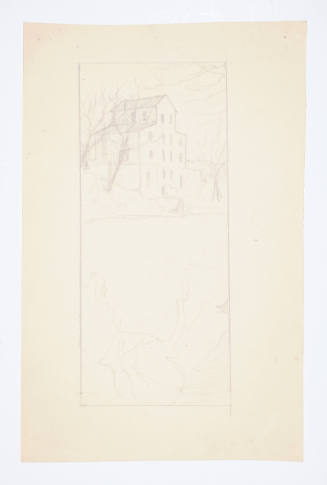 Herschel C. Logan, title unknown (old tunnel mill Winfield, KS), 1921, graphite, 9 x 5 3/4 in.,…