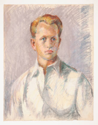 Oscar Vance Larmer, title unknown (red-haired man), ca. 1945, pastel, 24 1/4 x 18 7/8 in., Kans…