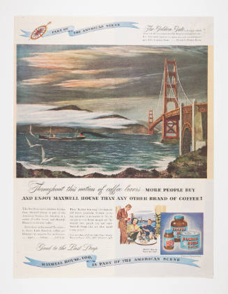 Advertisement for Maxwell House featuring Fletcher Martin's The Golden Gate