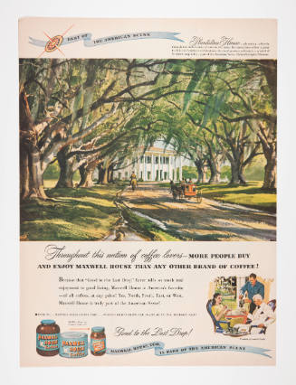 Advertisement for Maxwell House featuring a painting by Ogden Pleissner