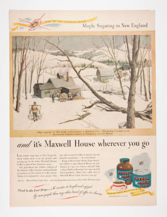Advertisement for Maxwell House featuring Paul Sample's Maple Sugaring