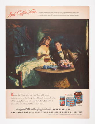 Advertisement for Maxwell House featuring a painting by Ben Stahl