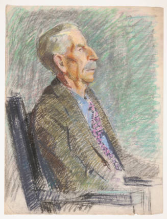 Oscar Vance Larmer, title unknown (man with purple check tie), ca. 1945, pastel, 24 1/2 x 19 in…
