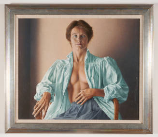 Robert Julius Brawley, Woman in Turquoise, 1984, oil on panel, 17 1/2 x 21 in., Kansas State Un…