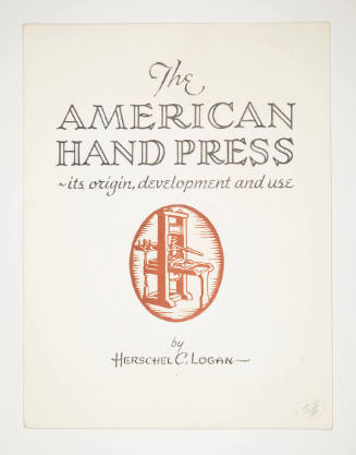 Herschel C. Logan, Study for The American Hand Press (title page), 1980, ink and graphite, 12 3…