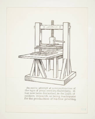 Herschel C. Logan, Study for The American Hand Press (Gutenberg reconstruction), 1980, ink and …