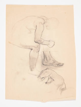 Study of two figures (recto) and a foot and landscape (verso)