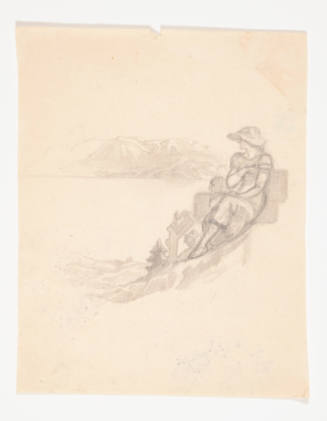 Study of a mountain scene with a woman
