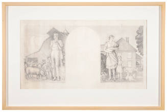 Preliminary scale drawing for Kansas Pastoral - Farmer and Livestock and Kansas Pastoral - Farmer's Family