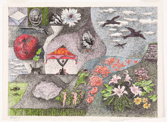 Untitled (birds and clouds, flowers and figures)