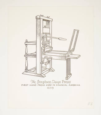 Herschel C. Logan, Study for The American Hand Press (Stephen Daye), 1980, ink and graphite, 9 …