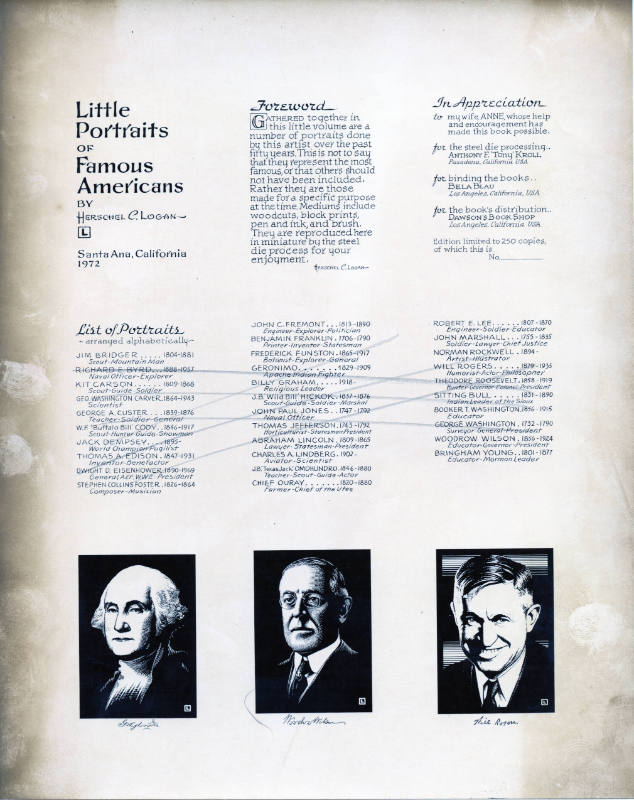 Little Portraits of Famous Americans pages proof sheet