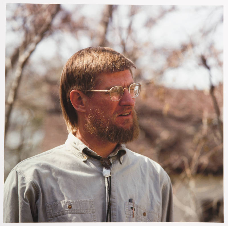 Tom Averill (writer, English professor, Washburn University), backyard, Kren home, Betrand Street, Manhattan, Kansas, June 23, 1981