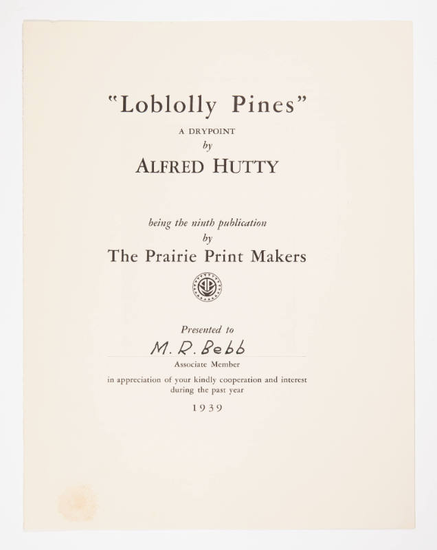 "Loblolly Pines" pamphlet