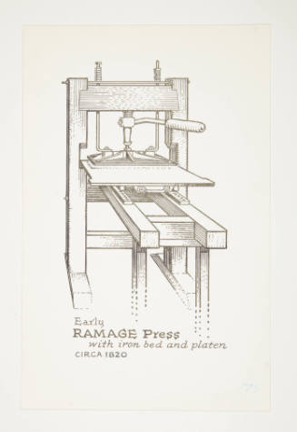 Herschel C. Logan, Study for The American Hand Press (early Ramage press), 1980, ink and graphi…