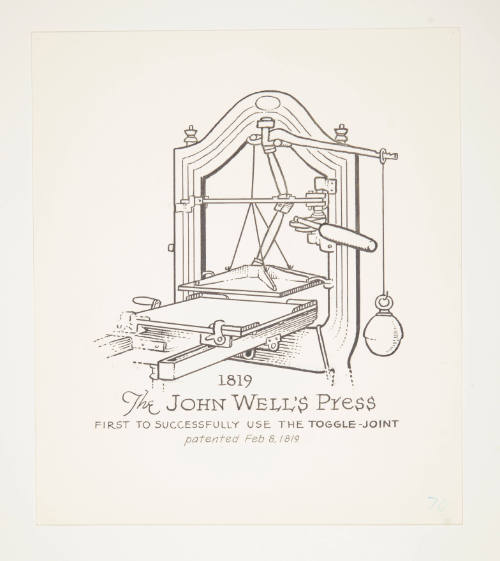 Herschel C. Logan, Study for The American Hand Press (John Well), 1980, ink and graphite, 9 1/2…