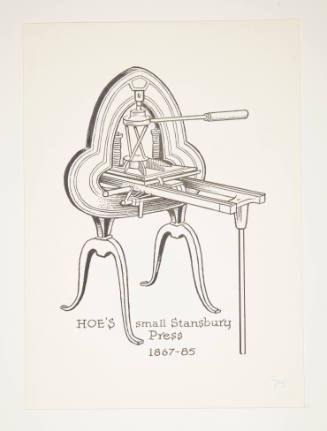Herschel C. Logan, Study for The American Hand Press (Hoe's press), 1980, ink and graphite, 10 …